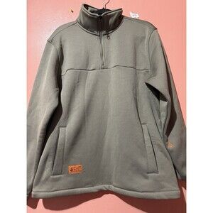Volcom Workwear Mens Sweater M Medium Gray Pockets Quarter Zip Warm